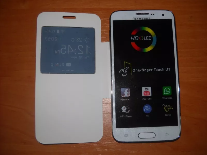 Samsung S5 4, 7 black white (2 sim,  tv,  java,  wi-fi)